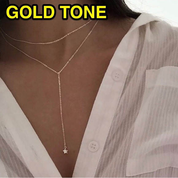 Jewelry - ⚜️[𝟯/$𝟭𝟴]⚜️2 Layered Gold Star Drop Choker NEW